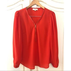 Red Zip-front Blouse